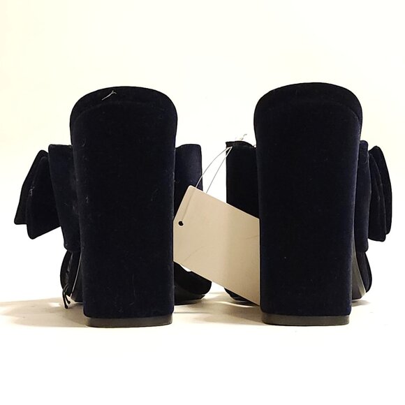 H&M Deep Navy Velvet Bow Woman's Heels Size 8.5 BNWT - Picture 7 of 9